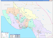 Santa Cruz-Watsonville Metro Area Wall Map Color Cast Style